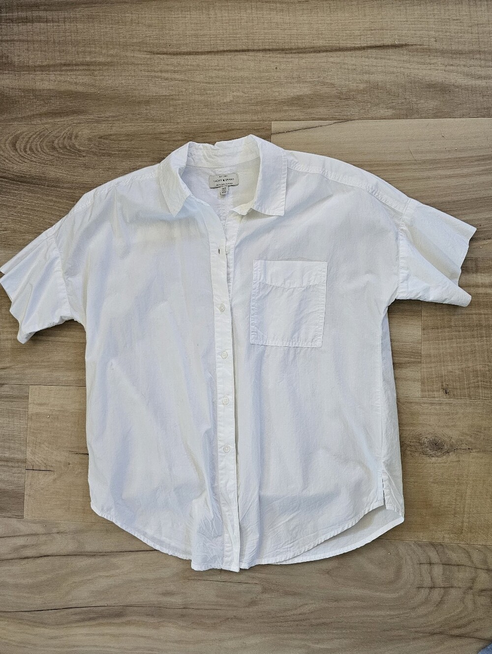 LUCKY BRAND Women's Crisp White Cotton S/S Blouse Shirt Sz S